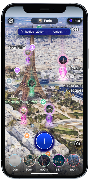 iPhone mockup showing live map